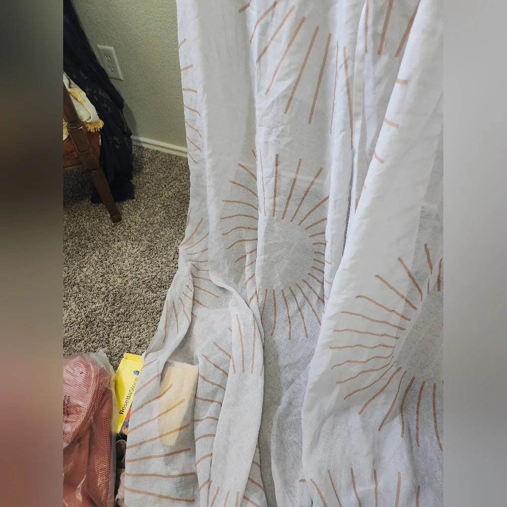 Society6 White and Tan Sunburst Curtains
